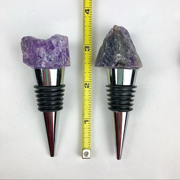 Amethyst stone wine topper crystal quartz silver wine stopper rough cut gift - Picture 5 of 6